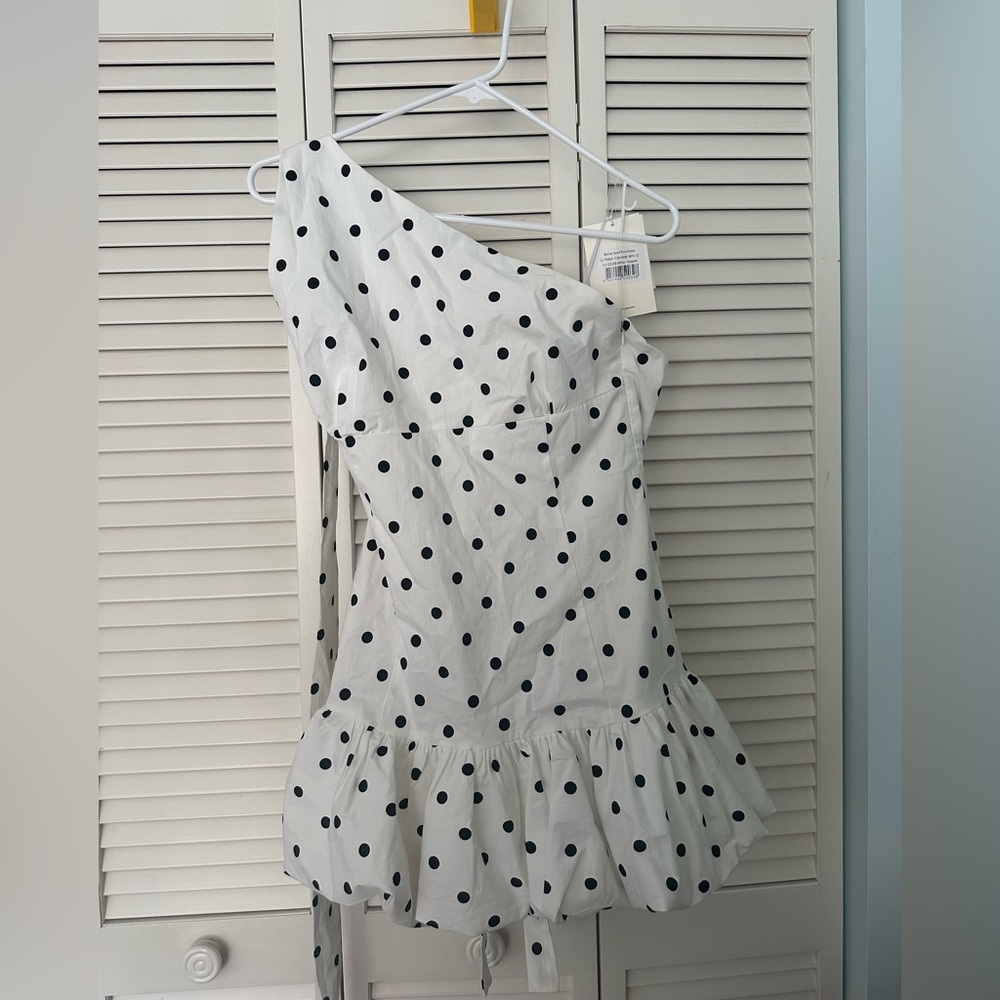 Peppermayo - Belina Scarf Mini Dress - White Polkadot Dress